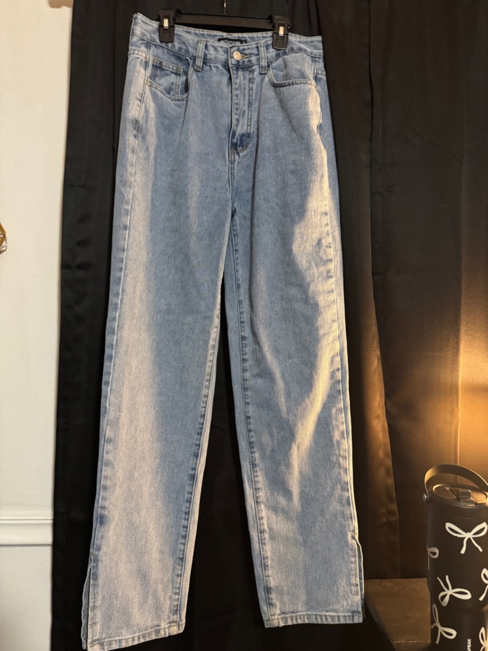 PrettyLittleThing Light Blue High Rise Straight Leg Jeans